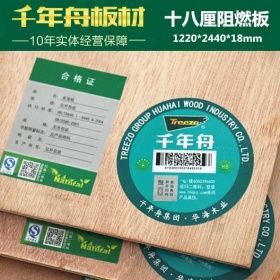 千年舟阻燃板 18mm多层板 杨木芯阻燃等级全阻A级环保等级E0防火阻燃胶合板