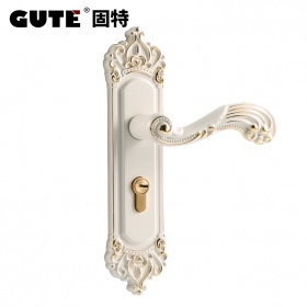 固特GUTE 门锁室内欧式卧室把手实木静音锁具(适合门厚38-43mm) 7585 象牙白 左右通用型