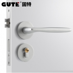 固特GUTE 铝合金门锁室内卧室房门锁美式黑色卫生间实木门把手家用静音门锁具(适合门厚38-45mm) 7202-006白色(铝合金) 左右通用型