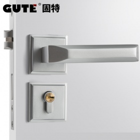固特GUTE 铝合金门锁室内卧室房门锁美式黑色卫生间实木门把手家用静音门锁具(适合门厚38-45mm) 7205-004白色(铝合金) 左右通用型
