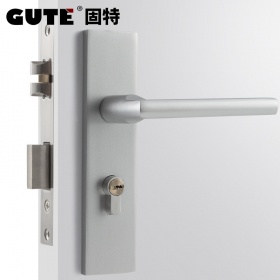 固特GUTE 铝合金门锁室内卧室房门锁美式黑色卫生间实木门把手家用静音门锁具(适合门厚38-45mm) 8205-009白色(铝合金) 左右通用型