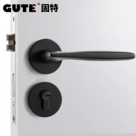 固特GUTE 铝合金门锁室内卧室房门锁美式黑色卫生间实木门把手家用静音门锁具(适合门厚38-45mm) 7202-006黑色(铝合金) 左右通用型