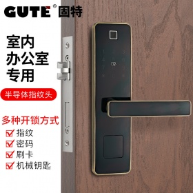 固特GUTE 指纹锁家用防盗门锁室内木门智能锁密码锁电子锁办公室房间门 3011 黑青古色 4功能开锁(密码、指纹、磁卡、钥匙)