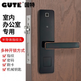 固特GUTE 指纹锁家用防盗门锁室内木门智能锁密码锁电子锁办公室房间门 3011 黑青古色 4功能开锁(密码、指纹、磁卡、钥匙)