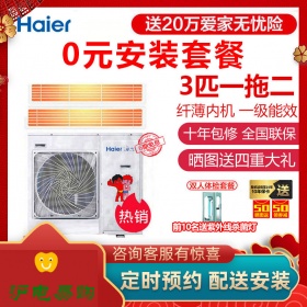 海尔(Haier)3匹一拖二变频中央空调客厅一拖多中央空调风管机RFC72DXSAVA(G)