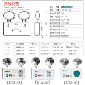 劳士消防应急灯双头LED停电疏散灯国标L4001/4002/1388/1200